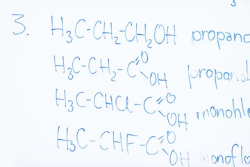 chemical molecule structure on white board