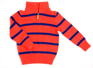 Knitted children cardigan with zipper and stripes