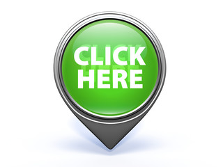 Click here pointer icon on white background