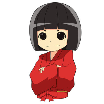 和風着物の女の子/腕くみ