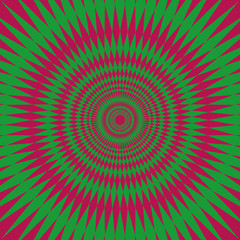 A vibrating red and green star