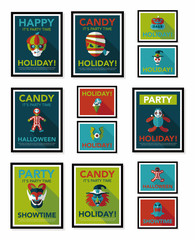 Halloween poster banner design flat background set, eps10