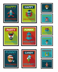 Halloween poster banner design flat background set, eps10