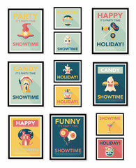 Halloween poster banner design flat background set, eps10