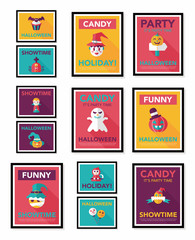 Halloween poster banner design flat background set, eps10