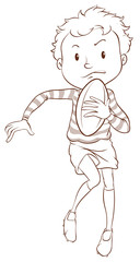 A plain sketch of a male rugby player