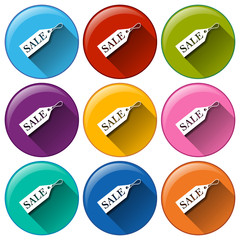 Rounded icons with sale tags