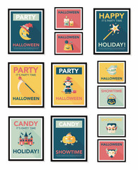 Halloween poster banner design flat background set, eps10