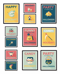 Halloween poster banner design flat background set, eps10