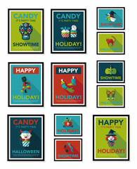 Halloween poster banner design flat background set, eps10