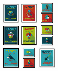 Halloween poster banner design flat background set, eps10
