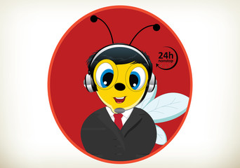 Bee with a headset-Call Center
