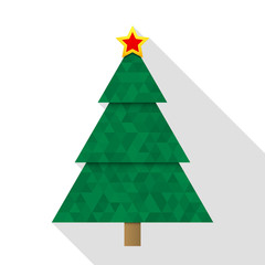 Abstract Christmas tree with long shadow on white