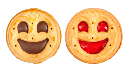 Round Cookies with Smiles Isolated