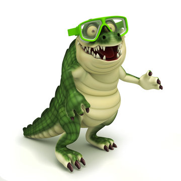 Funny crocodile with goggle