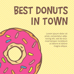 tasty sugar donut dessert retro poster vector illustration