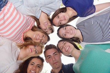Fototapeta premium young friends staying together outdoor in the park