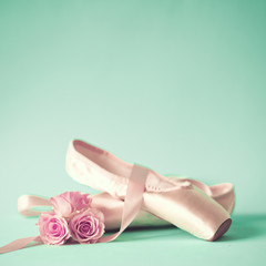 Vintage ballet shoes and roses