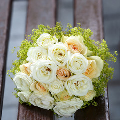 A beautiful bridal bouquet at a wedding party