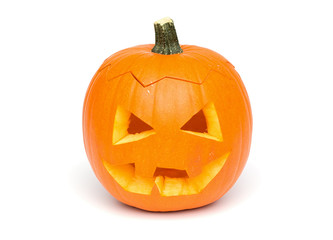 Halloween - Pumpkin Face on White Background