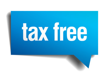 tax free blue 3d realistic paper speech bubble