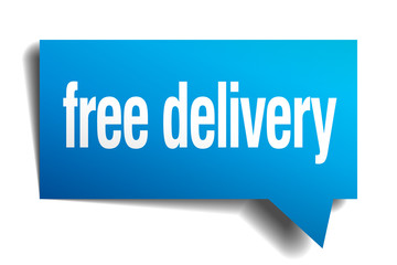 free delivery blue 3d realistic paper speech bubble