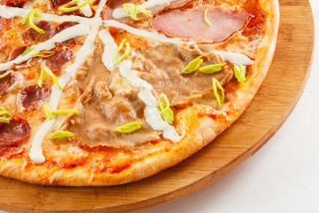pizza on the white