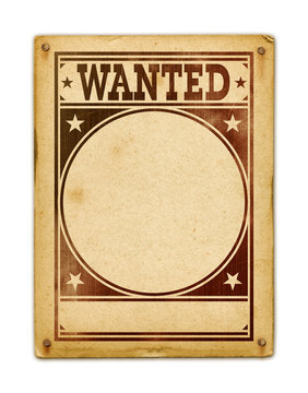 Wanted poster isolated on white