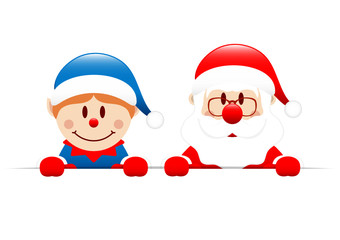 Blue Elf & Santa Banner