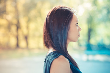 young beautiful brunette straight hair woman