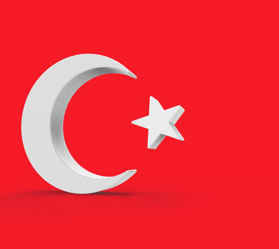 Turkish Flag, 3d moon and star