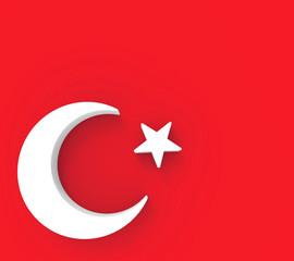 Turkish Flag, 3d moon and star