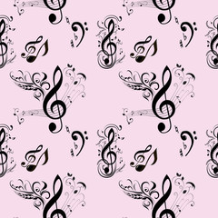 Vector Seamless Pattern with music notes