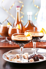 Espresso cocktail served on table
