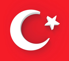 Obraz premium Turkish Flag, 3d moon and star