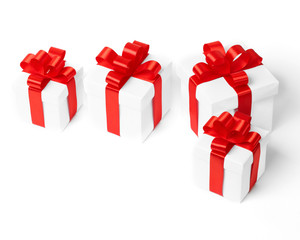 set of gift boxes with a tape