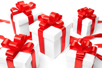 set of gift boxes with a tape