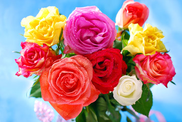 bouquet of colorful roses