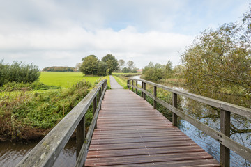 Wooden bridge in an autumnal landscape