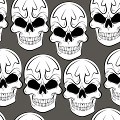 Vector Seamless pattern with skulls and bones  background