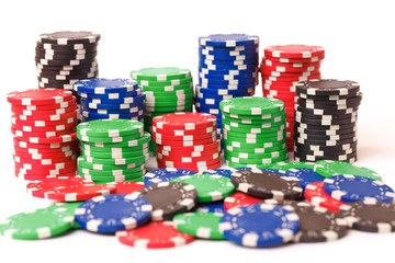 Gaming chips. Isolated on white background