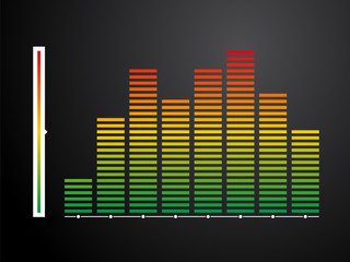 color charts with a scale on black background