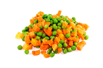 Frische Grüne Erbsen mit Karotten