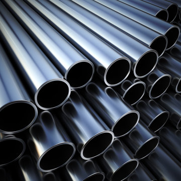 Metal pipes on warehouse