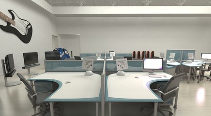 Ufficio coworking scrivanie, studio , startup