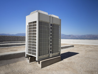 Commercial inverter heat pump on building roof