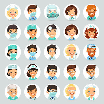 Doctors Cartoon Characters Icons Set2