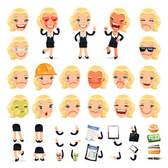 Set of Cartoon Businesswoman Character for Your Design or Aanima