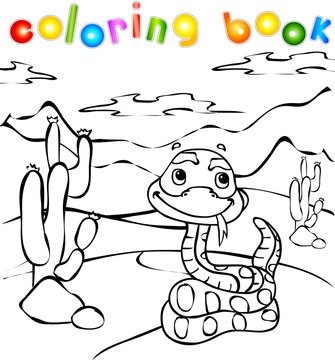 Snake in desert coloring book