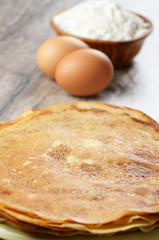 Eggs, pancakes, flour